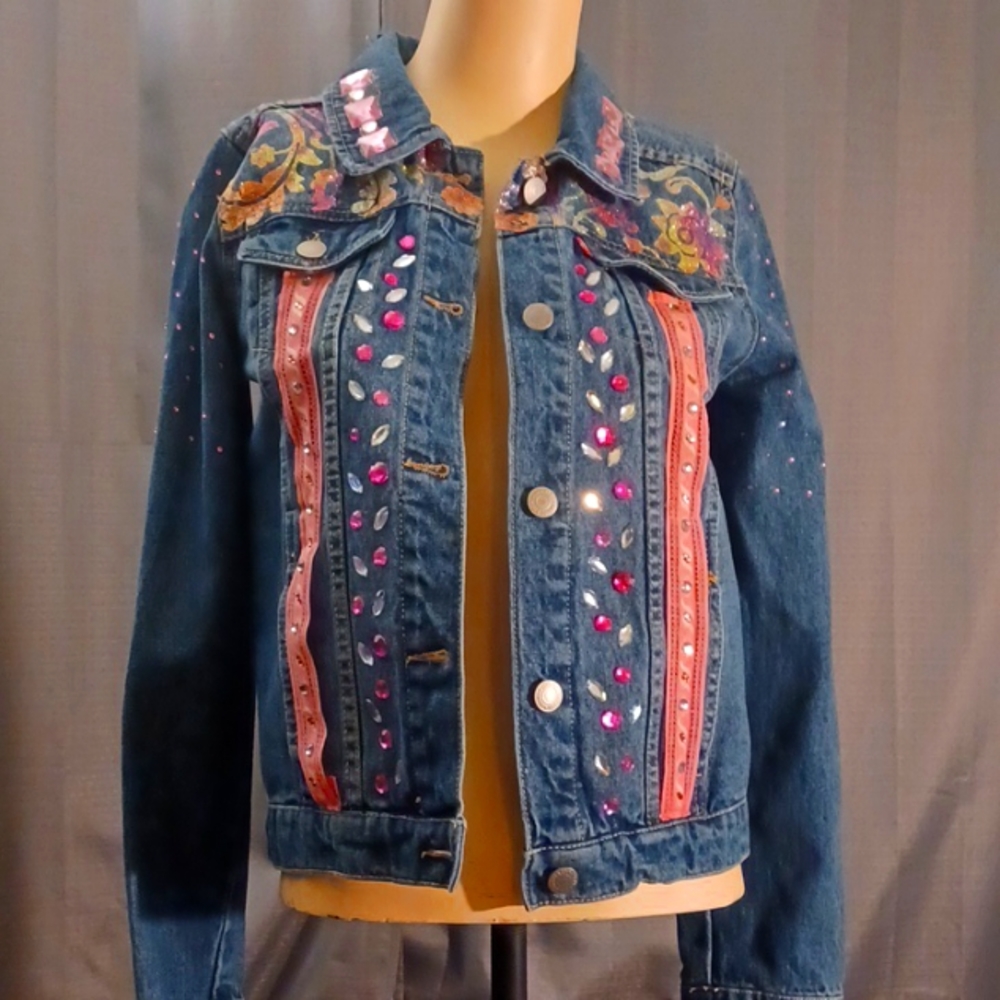Denim embellished jacket